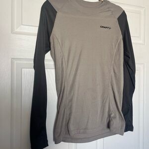 Craft Women's Long Sleeve Thermal Shirt in Gray and Black Size Medium